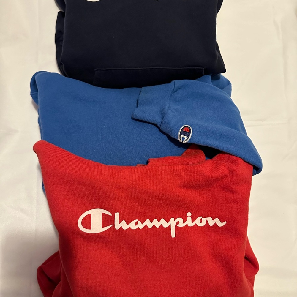 Champion Youth Hoodies.  All Sizes are YS.  See damage on sleeve